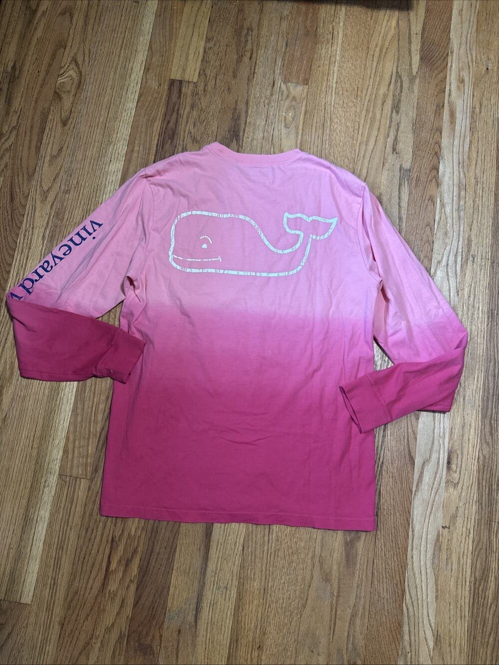 Vineyard Vines Women's Tee Size S Hombre Pink Long Sleeves Oversized Comfort